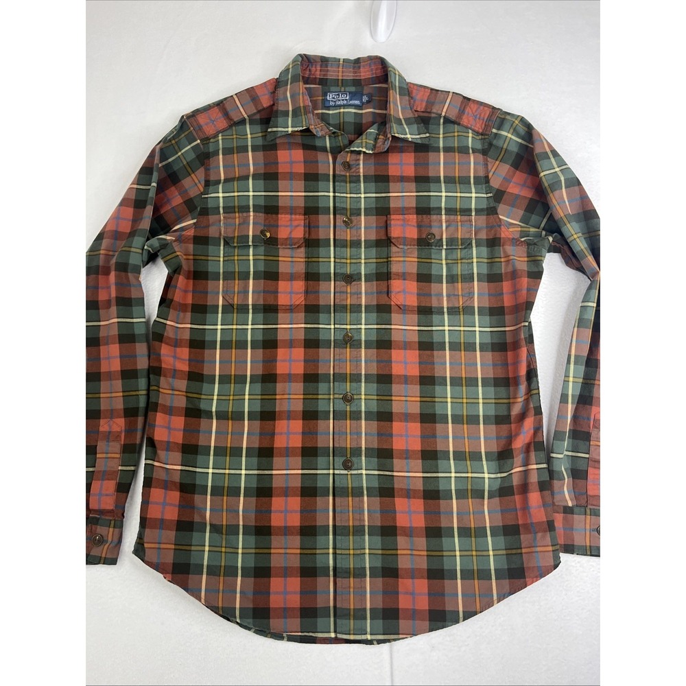 Vintage Polo Ralph Lauren Button Up Shirt Mens Large Plaid Pocket 90s Y2k